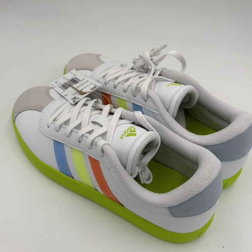 Adidas VL Court 3.0 Kids Size 6 Youth Skateboard Green And White Sneakers New